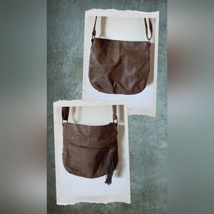 Brown Faux Leather Shoulder / Crossbody Hobo Style Purse